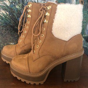 Platform Lug Sole Shearling Booties - NWT